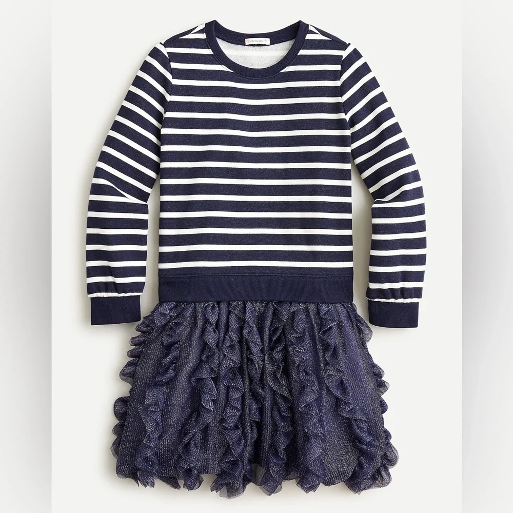 J. Crew girls tulle mixy dress in stripe navy size 12
